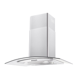 Campana de Pared IHD CH MILAN 30 de 75 cm con Filtros Purificadores en Acero Inoxidable y Cristal Curvo