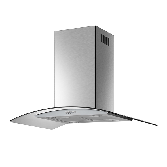 Campana de Isla IHD ISOLA MILAN 90 de 90 cm con Filtros Purificadores y Cristal Curvo en Acero Inoxidable