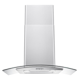 Campana de Pared IHD CH MILAN 30 de 75 cm con Filtros Purificadores en Acero Inoxidable y Cristal Curvo