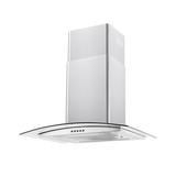 Campana de Pared IHD CH MILAN 60 de 60 cm (24 pulgadas) Filtros Purificadores en Acero Inoxidable y Cristal Curvo