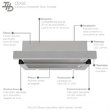 Campana Empotrable Nariz Extraíble IHD CEX60 de 60 cm (24 pulgadas) en Acero Inoxidable