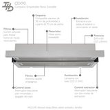 Campana Empotrable Nariz Extraíble IHD CEX90 de 90 cm en Acero Inoxidable