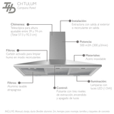 Campana de Pared IHD CH TULUM 90 de 90 cm con Filtros Purificadores en Acero Inoxidable