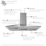 Campana de Pared IHD CH TULUM 90 de 90 cm (36 pulgadas) con Filtros Purificadores en Acero Inoxidable