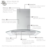 Campana de Isla IHD ISOLA MILAN 30 de 75 cm (30 pulgadas) con Filtros Purificadores y Cristal Curvo en Acero Inoxidable