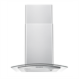 Campana de Pared IHD CH MILAN 60 de 60 cm (24 pulgadas) Filtros Purificadores en Acero Inoxidable y Cristal Curvo