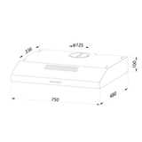 Campana Bajo Alacena / Gabinete IHD CB100X75 de 75 cm (30") con Filtros Purificadores en Acero Inoxidable