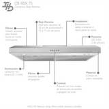 Campana Bajo Alacena / Gabinete IHD CB100X75 de 75 cm (30") con Filtros Purificadores en Acero Inoxidable