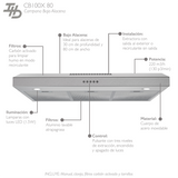 Campana Bajo Alacena / Gabinete IHD CB100X80 de 80 cm (31") con Filtros Purificadores en Acero Inoxidable (Copia)