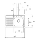 Tarja Empotrar Acero Inox Teka GALAXY 800 T-XP 1B 1D L BW Escurridor Izquierdo