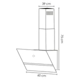 Campana Pared EB Técnica EB-332 de 60 cm Purificadora Acero Negro y Cristal