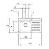 Tarja Empotrar Acero Inox Teka GALAXY 800 T-XN 1B 1D R BW Escurridor Derecho