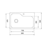Tarja Empotre/Submontar Teka DM 33.22 1C 8 de 84 cm Una Cubetas Acero Inox
