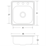 Tarja Sencilla Empotrar EB Técnica C100 Acero Inox Satinado