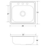 Tarja Sencilla Empotrar EB Técnica C200 Acero Inox Satinado