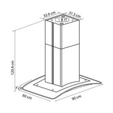 Campana Isla EB Técnica EB-390IC de 90 cm Purificadora Acero Inox y Cristal