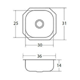 Tarja Sencilla Submontar EB Técnica MS10 Acero Inox Satinado