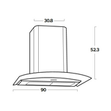 Campana Pared EB Técnica EB-393 de 90 cm Purificadora Acero Negro y Cristal