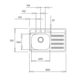 Tarja Empotrar Acero Inox Teka GALAXY 800 T-XP 1B 1D R BW Escurridor Derecho