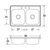 Tarja Doble Empotre EB Técnica C110 Acero Inoxidable Satinado