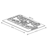 Parrilla Gas Empotre Whirlpool WP3550S de 86 cm 5 Quemadores Acero