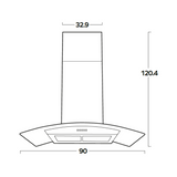 Campana Isla EB Técnica EB-393IC de 90 cm Purificadora Acero Inox y Cristal