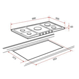 Parrilla Gas Empotre Teka EX 70 5G AI TR H. FUND 5 Quemadores 68 cm (26")