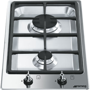 Parrilla Gas Empotre Smeg PGF32G de 30 cm y 2 Quemadores Acero Inox