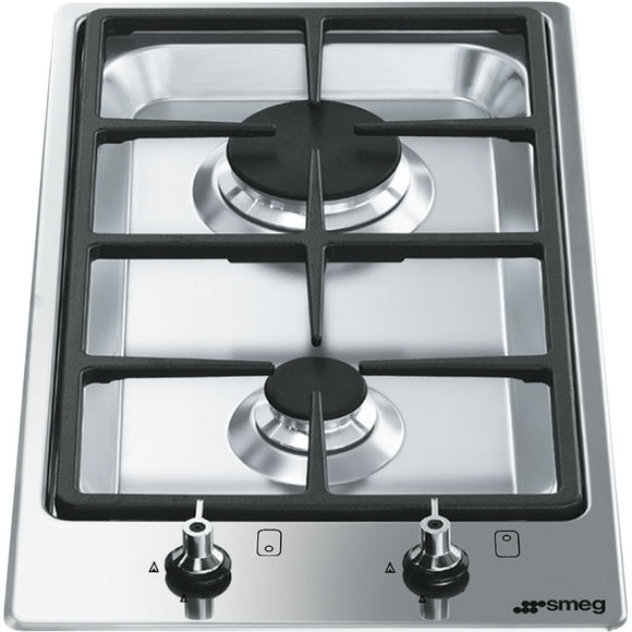 Parrilla Gas Empotre Smeg PGF32G de 30 cm y 2 Quemadores Acero Inox