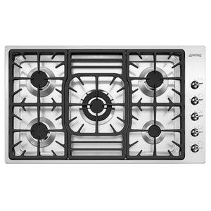 Parrilla Gas Empotre Smeg PGF95K-4 de 90 cm y 5 Quemadores Acero Inox