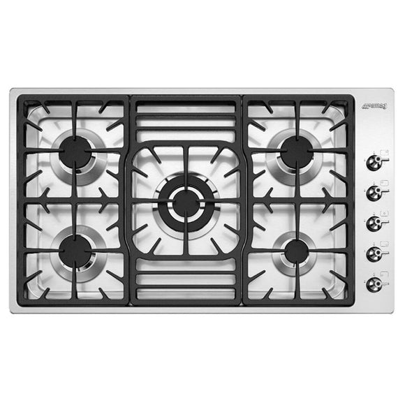 Parrilla Gas Empotre Smeg PGF95K-4 de 90 cm y 5 Quemadores Acero Inox