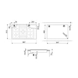 Parrilla Gas Empotre Smeg PGF95K-4 de 90 cm y 5 Quemadores Acero Inox