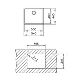 Tarja / Fregadero Teka BE LINEA RS15 50.40 (21.17) para Submontar de 54 cm (21 pulgadas) con Una Tina en Acero Inoxidable