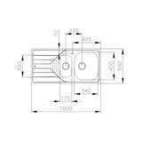 Tarja Empote Acero Inox Teka Universe 60 T-XP 1½B 1D IZQ 2 Tinas 34 cm