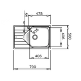 Tarja Empotrar Acero Inox Teka Universe 50 T-XP 1B 1D MAX IZQ 1 Tina 40cm