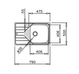 Tarja Empotrar Acero Inox Teka Universe 50 T-XP 1B 1D MAX 1 Tina 40cm