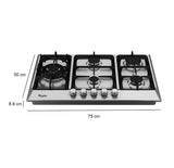 Parrilla de Gas Empotrable Whirlpool WP3040S de 75 cm (30 pulgadas) con 5 Quemadores en Acero Inoxidable