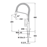 Mezcladora Monomando Profesional Extraíble Teka FO 999 de 49 cm en Acero Inoxidable