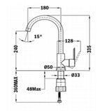 Llave Mezcladora Monomando Teka IN 915 33.5cm en Acero Inoxidable