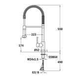 Mezcladora Monomando Profesional Extraíble Teka INX 939 de 55 cm en Acero Inoxidable