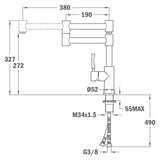 Mezcladora Monomando Alargable Teka INX 983 de 33 cm en Acero Inoxidable