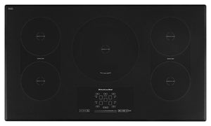 Parrilla Eléctrica de Inducción Vitrocerámica KitchenAid KICU569XBL de 92 cm (36 pulgadas) con 5 Zonas de Inducción