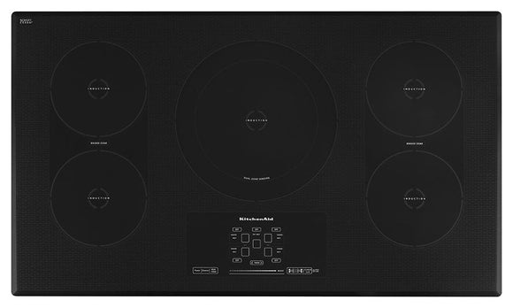 Parrilla Eléctrica de Inducción Vitrocerámica KitchenAid KICU569XBL de 92 cm (36 pulgadas) con 5 Zonas de Inducción