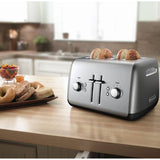 Tostador Kitchenaid KMT4115CU Con Palanca De Elevación Manual Para 4 Rebanadas De Pan Color Plata
