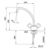 Mezcladora Bimando Teka Laser (LS 912) de 26 cm con Acabado Cromo