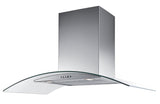 Campana de Pared IHD CH MILAN 60 de 60 cm (24 pulgadas) con Filtros Purificadores en Acero Inoxidable y Cristal Curvo