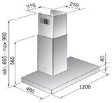 Campana de Pared IHD CH CANCUN 120 de 120 cm (48 pulgadas) con Filtros Purificadores en Acero Inoxidable