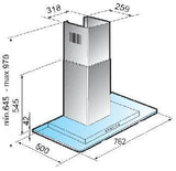 Campana de Pared IHD CH MIAMI 30 de 76 cm (30 pulgadas) con Filtros Purificadores en Acero Inoxidable y Cristal Plano