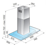 Campana de Isla IHD ISOLA MIAMI 30 de 76 cm (30 pulgadas) con Filtros Purificadores y Cristal Plano en Acero Inoxidable
