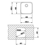 Tarja / Fregadero Teka BASICO 400 1C para Submontar de 44 cm (17 pulgadas) con Una Tina en Acero Inoxidable